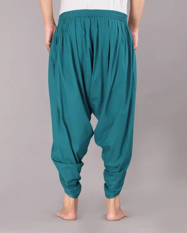 Teal_Blue_Cotton_Relaxed_Dhoti_Pants_For_Men
