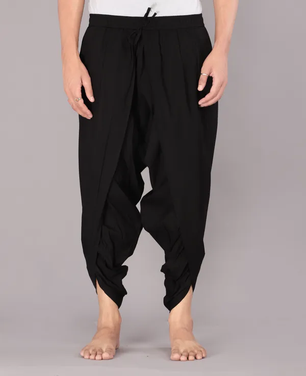 Black_Cotton_Relaxed_Dhoti_Pants_For_Men