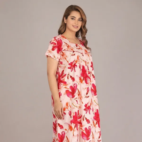 Pink_Cotton_Floral_Print_Nighty_For_Women