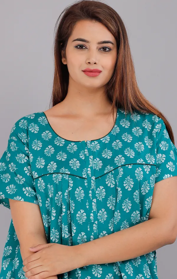 Green_Cotton_Block_Print_Maxi_Nighty_For_Women