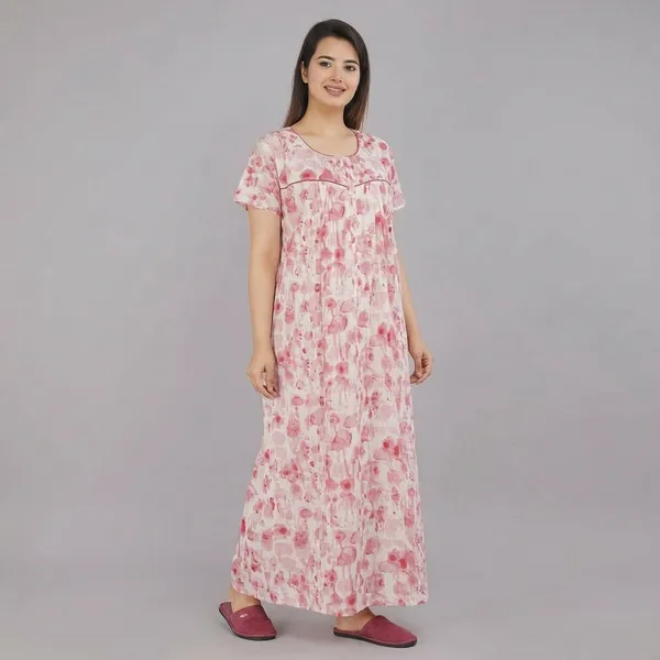 Pink_Cotton_Floral_Print_Nighty_For_Women