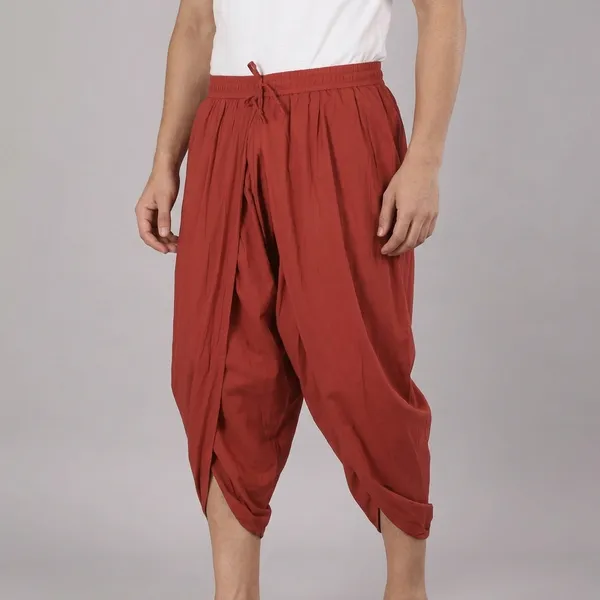 Maroon_Cotton_Relaxed_Dhoti_Pants_For_Men