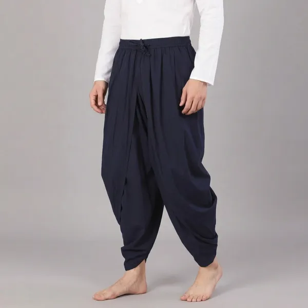 Navy_Blue_Cotton_Relaxed_Fit_Dhoti_Pant_For_Men
