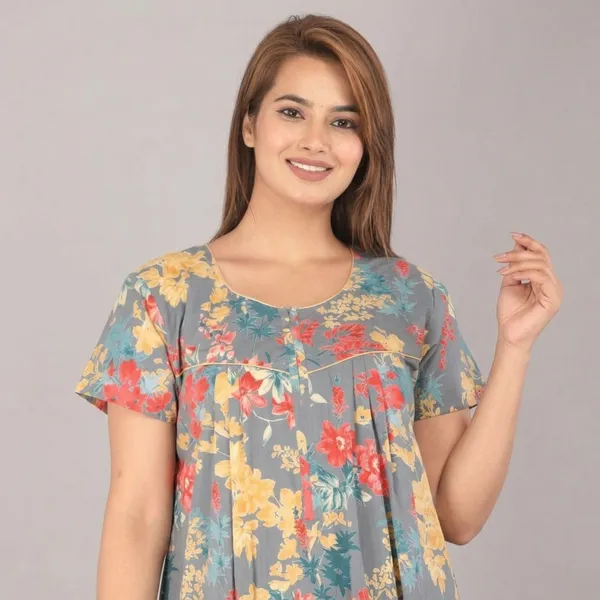 Grey_Cotton_Floral_Print_Nighty_For_Women