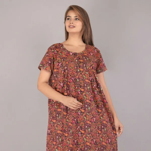 Multicolor_Cotton_Paisley_Print_Nighty_For_Women