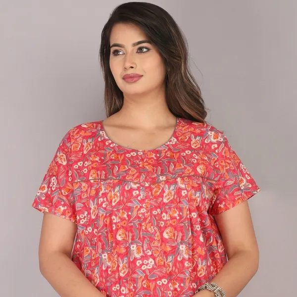 Red_Cotton_Floral_Print_Nighty_For_Women