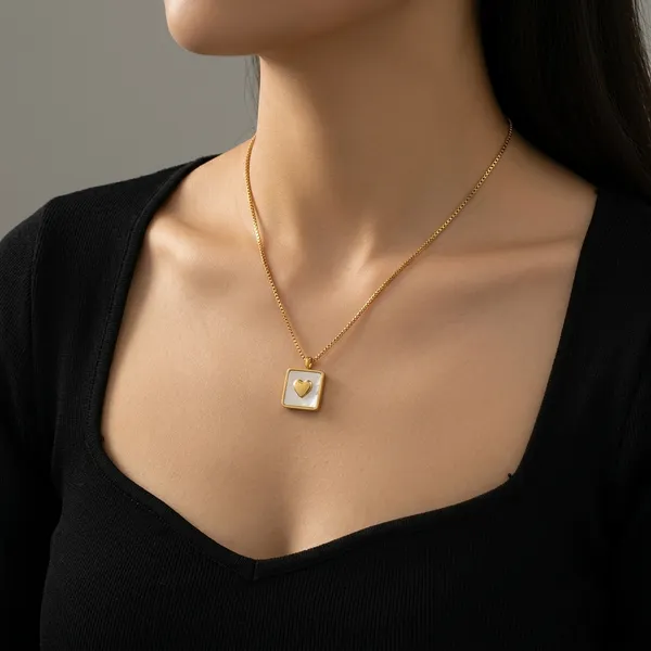 Gold-Plated_Heart_Motif_Square_Pendant_Necklace_For_Women