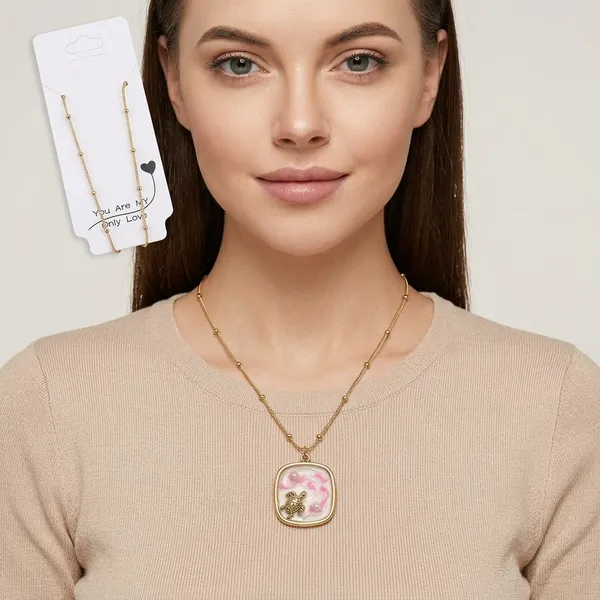 Pink_Gold-Plated_Enamel_Floral_Heart_Pendant_Necklace_For_Women