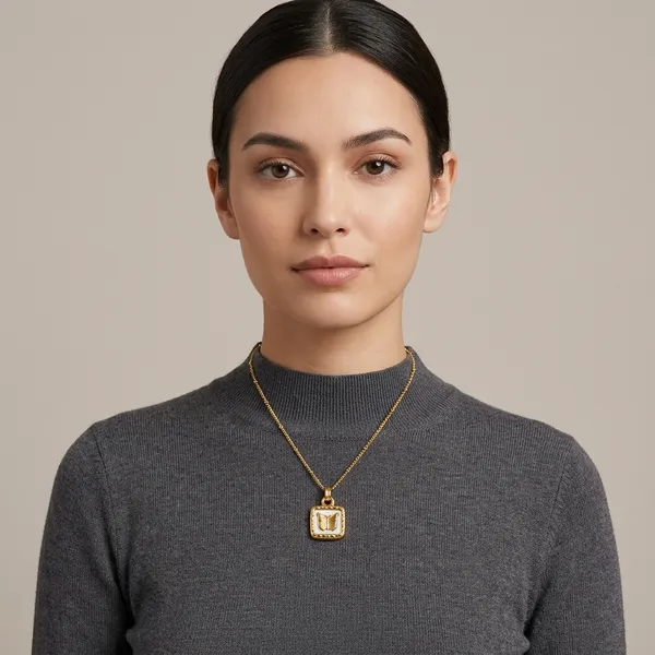 Gold-Plated_Butterfly_Motif_Square_Pendant_Necklace_For_Women