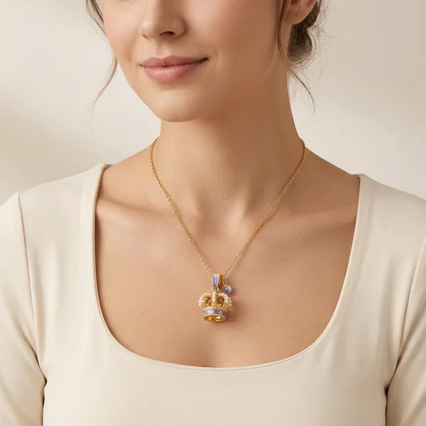 Gold-Plated_Blue_Enamel_Crown_Pendant_Necklace_For_Women