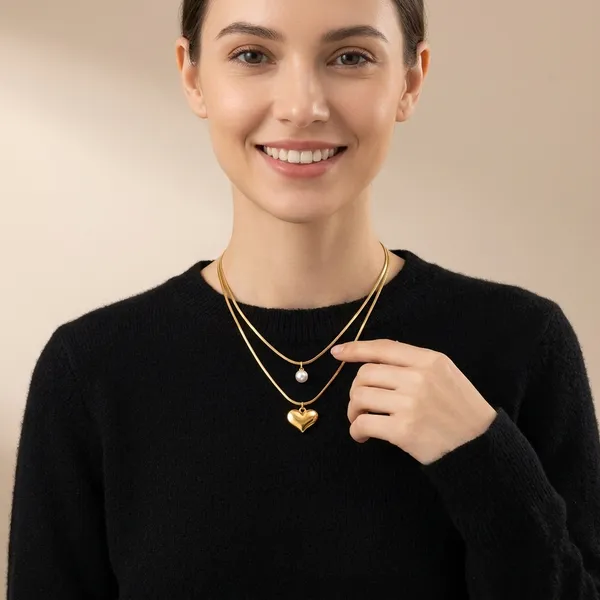 Gold-Plated_Anti-Tarnish_Heart_Pearl_Layered_Necklace_For_Women