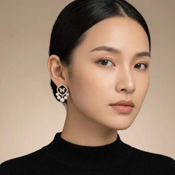 Anti_Tarnish_Black_Floral_Pearl_Embellished_Stud_Earrings_For_Women