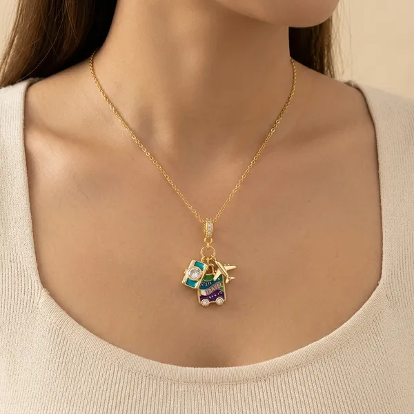 Gold_Plated_Enamel_Travel_Theme_Charm_Necklace_For_Women