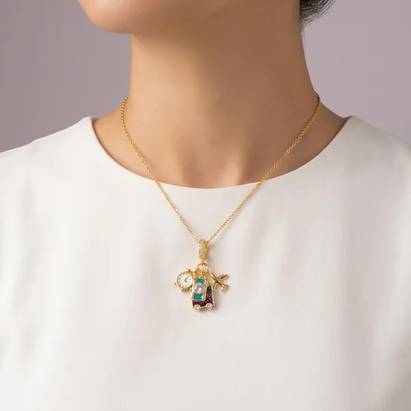 Gold_Plated_Enamel_Travel_Theme_Charm_Necklace_For_Women