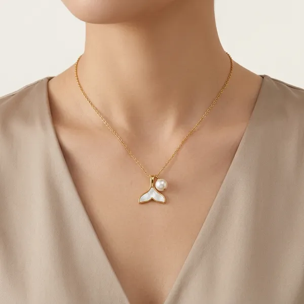 Gold_Plated_Whale_Tail_Pearl_Charm_Pendant_Necklace_For_Women