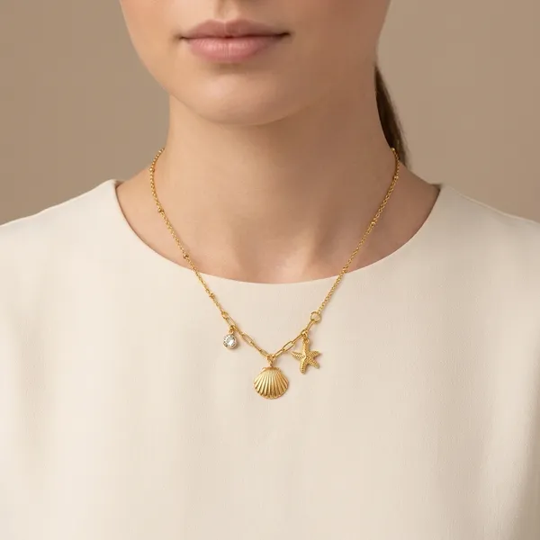 Gold_Plated_Anti-Tarnish_Seashell_Starfish_Charm_Necklace_For_Women