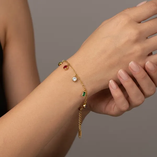 Gold_Toned_Multi_Stone_Charm_Bracelet_For_Women