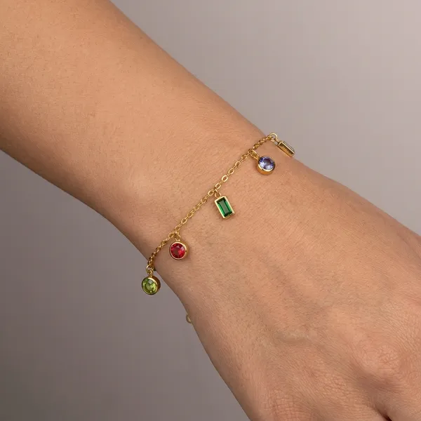 Gold_Toned_Multi_Stone_Charm_Bracelet_For_Women