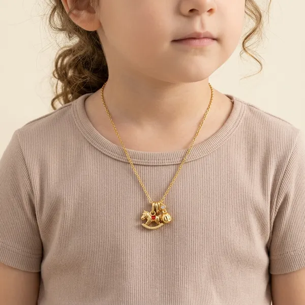 Gold_Tone_Rocking_Horse_Charm_Necklace_For_Kids
