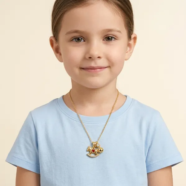 Gold_Tone_Rocking_Horse_Charm_Necklace_For_Kids