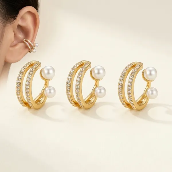 Anti_Tarnish_Golden_Pearl_Embellished_Ear_Cuff_Earrings_For_Women