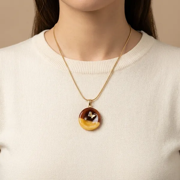 Brown_And_Yellow_Crescent_Moon_Resin_Pendant_Necklace