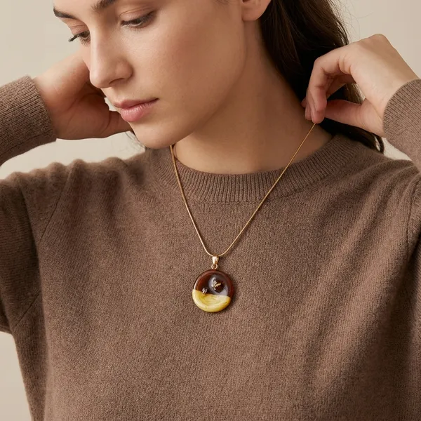 Brown_And_Yellow_Crescent_Moon_Resin_Pendant_Necklace