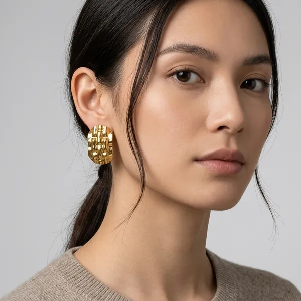 Anti_Tarnish__Gold_Alloy_Gold_Plated_Stud_Earrings_For_Women