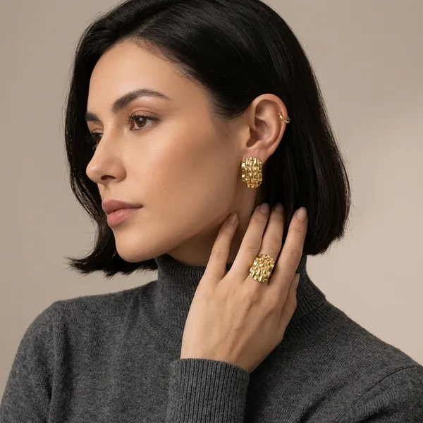 Anti_Tarnish__Gold_Alloy_Gold_Plated_Stud_Earrings_For_Women