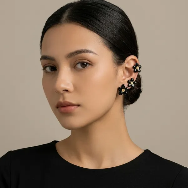 Black_Gold_Alloy_Gold_Plated_Stud_Earrings_For_Women