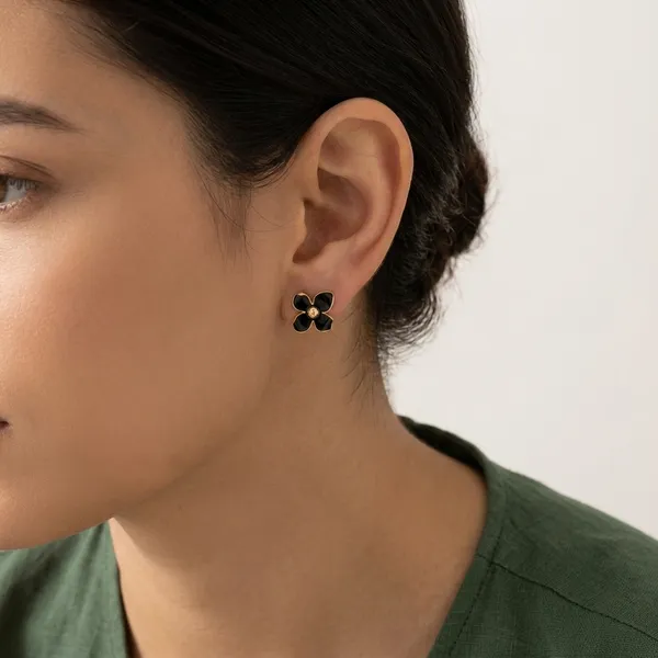 Black_Gold_Alloy_Gold_Plated_Stud_Earrings_For_Women