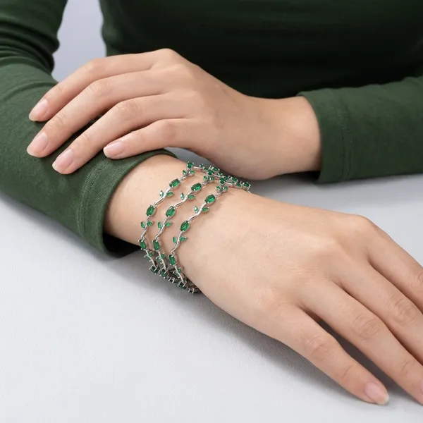 Silver_Green_Stainless_Steel_Bracelet_For_Women