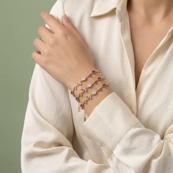 Gold_Purple_Stainless_Steel_Gold_Plated_Bracelet_For_Women
