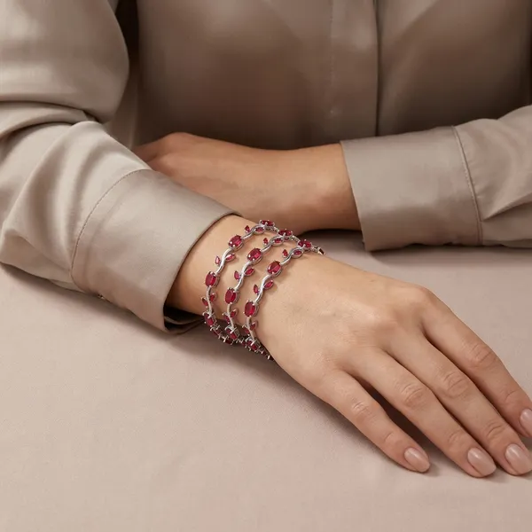 Silver_Red_Stainless_Steel_Bracelet_For_Women