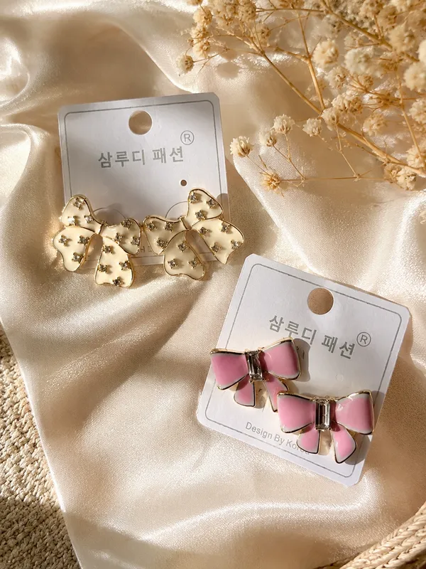 Pink_and_Creak_Gold_Enamel_Alloy_Butterfly_Stud_Earrings_For_Women-Pack_of_2