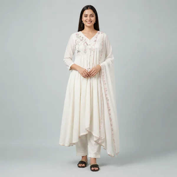 Off_White_Floral_Embroidered_Anarkali_Set_For_Women