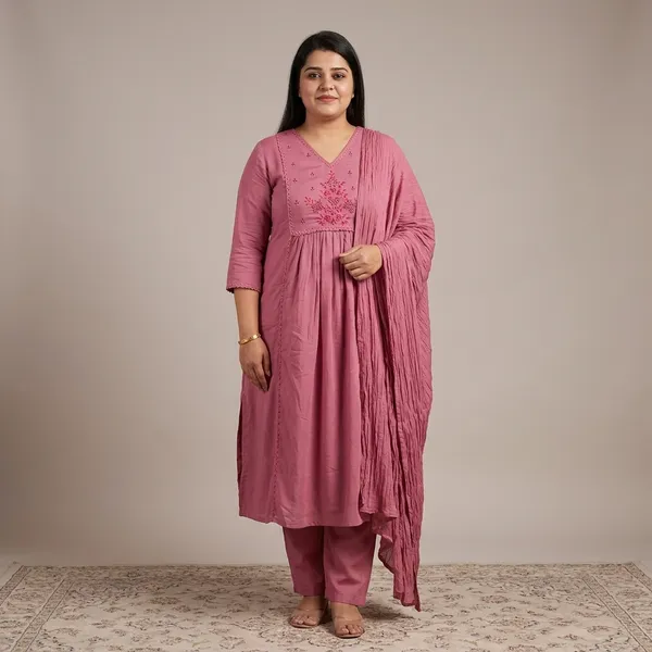 Pink_Embroidered_A-Line_Kurta_Set_For_Women