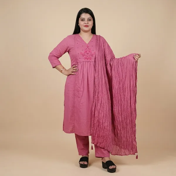 Pink_Embroidered_A-Line_Kurta_Set_For_Women