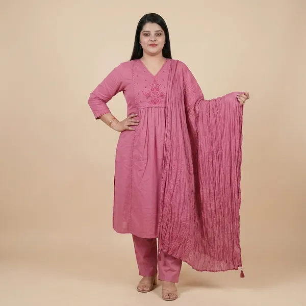 Pink_Embroidered_A-Line_Kurta_Set_For_Women