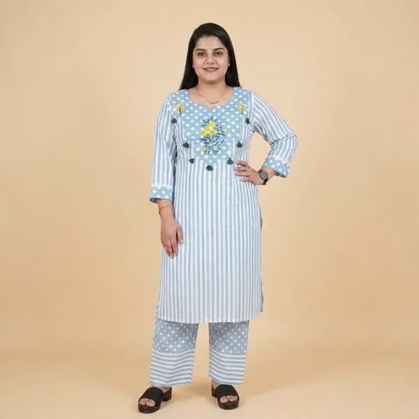 Blue_Polka_Dot_Striped_Embroidered_Co-Ord_Set_For_Women