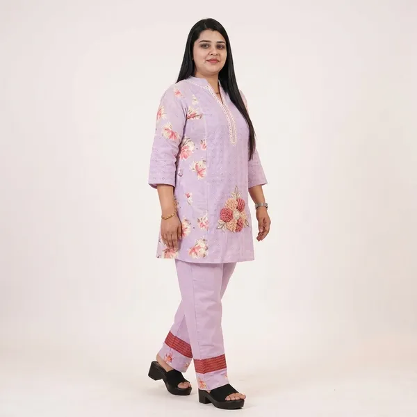 Lavender_Chikankari_Pearl_Neck_Co-Ord_Set_For_Women