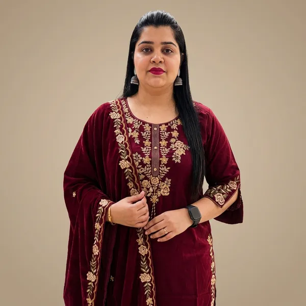 Maroon_Embroidered_Straight_Suit_Set_For_Women