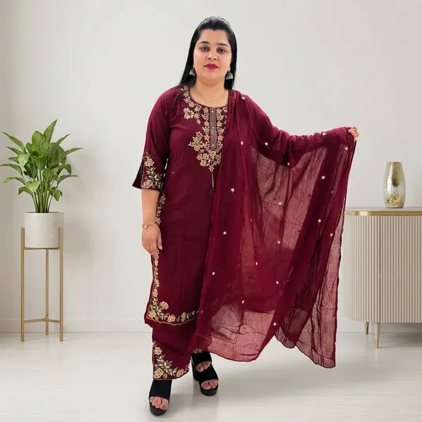 Maroon_Embroidered_Straight_Suit_Set_For_Women