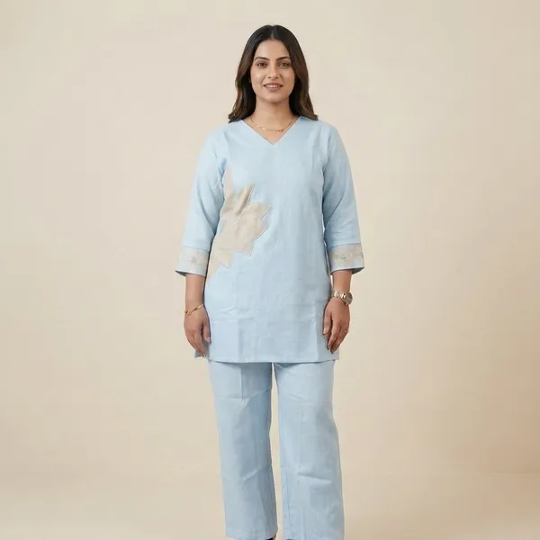 Sky_Blue_Embroidered_Straight_Co-Ord_Set_For_Women