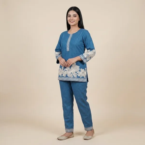 Blue_Jute_Floral_Embroidered_Co-Ord_Set_For_Women