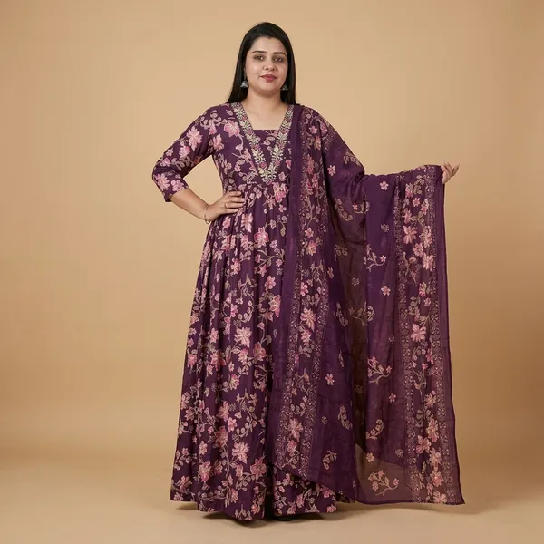 Purple_Floral_Print_Embroidered_Anarkali_Suit_Set_For_Women