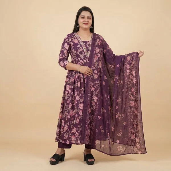 Purple_Floral_Print_Embroidered_Anarkali_Suit_Set_For_Women