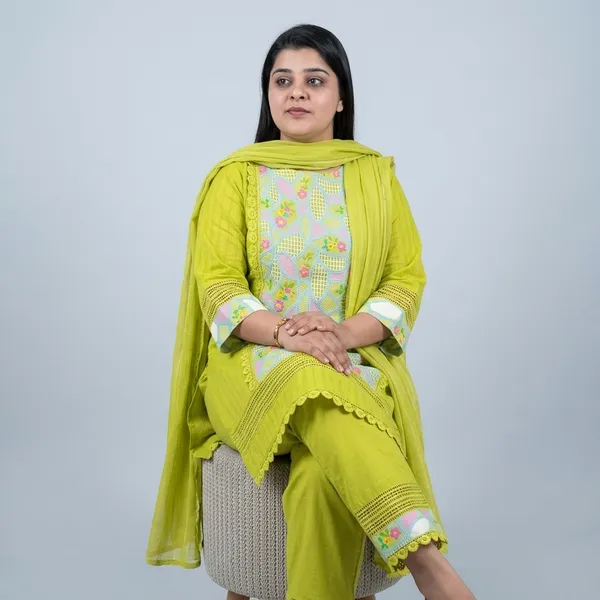 Lime_Green_Crochet_Floral_Embroidered_Suit_Set_For_Women