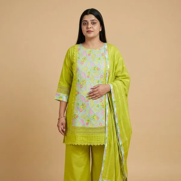 Lime_Green_Crochet_Floral_Embroidered_Suit_Set_For_Women