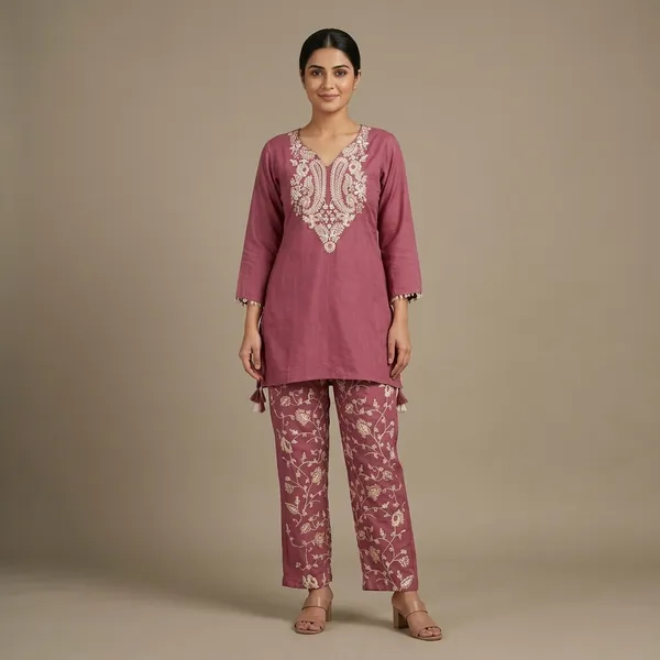 Dark_Onion_Peach_Hand_Embroidered_Co-Ord_Set_For_Women